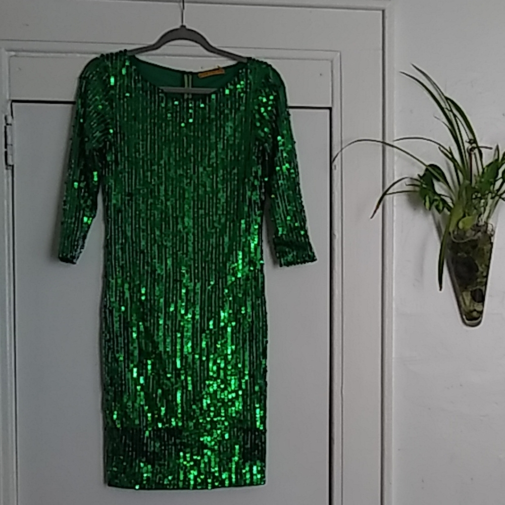 Alice + Olivia Emerald Green Sequin Dress